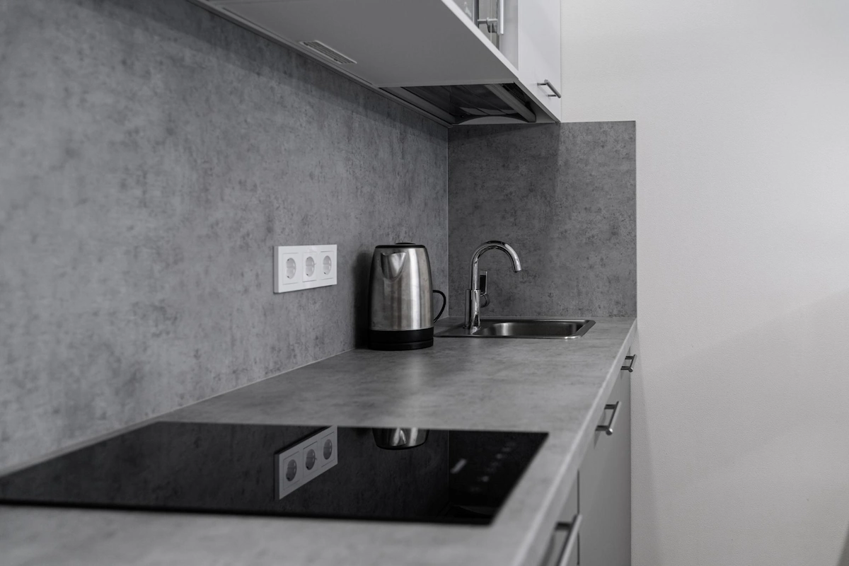 Simple Straight Concrete Kitchen Countertop